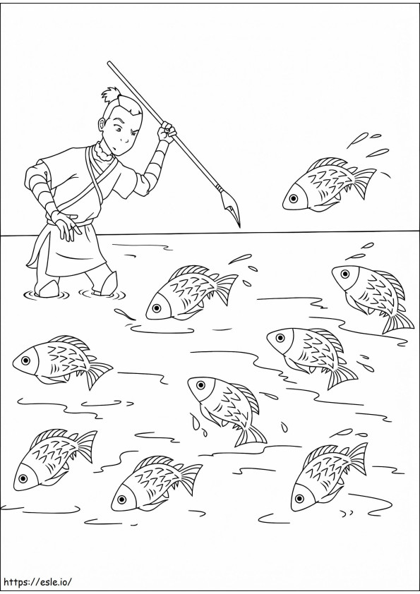 1533610662 Sokka Catching Fish A4 coloring page
