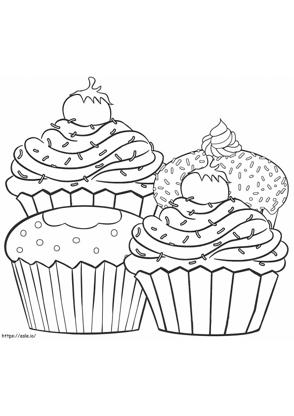 Vier Cupcakes ausmalbilder