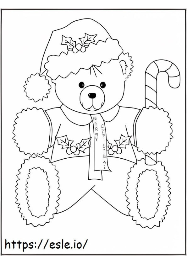 Teddybeer Met Kerstmis kleurplaat
