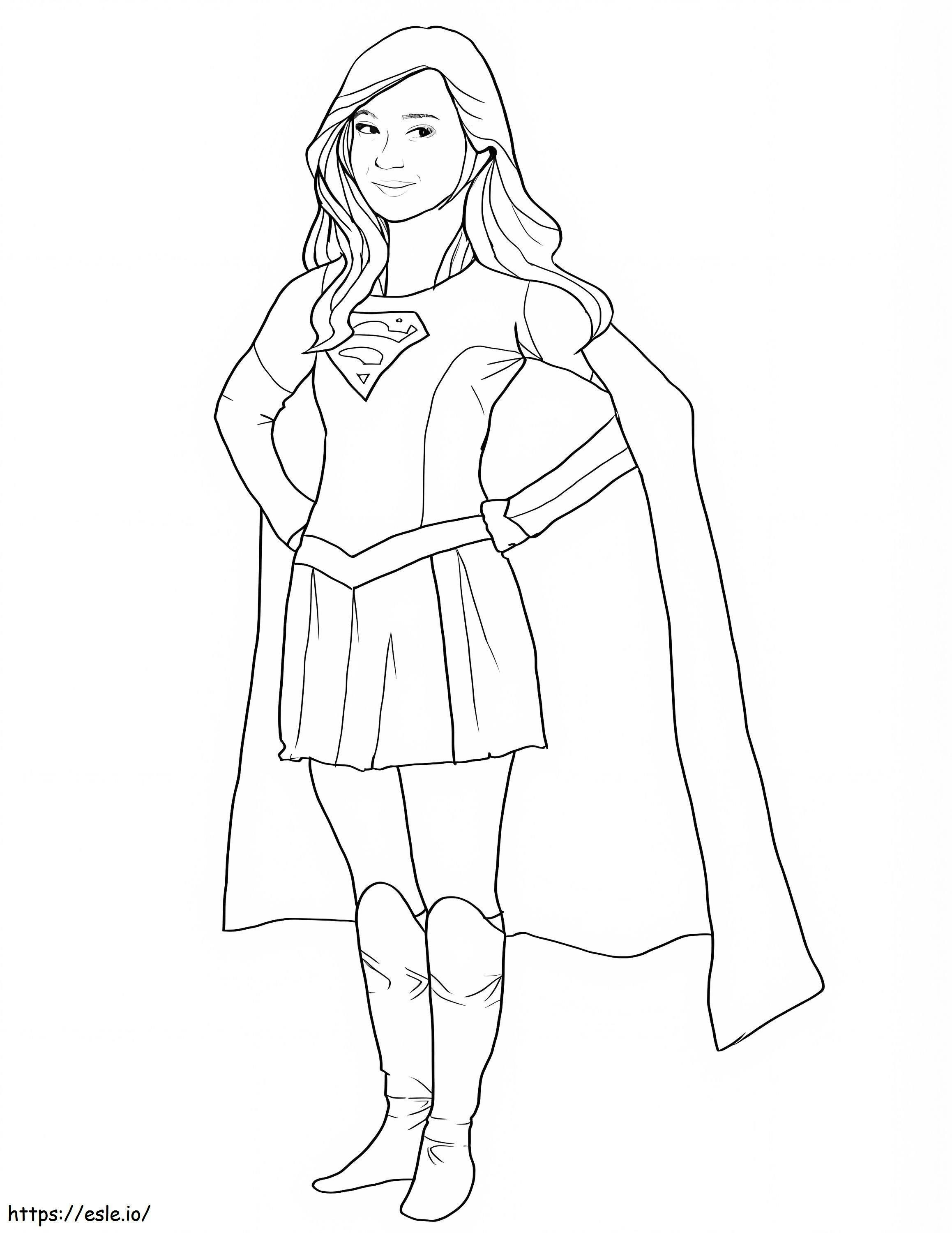 Friendly Supergirl coloring page