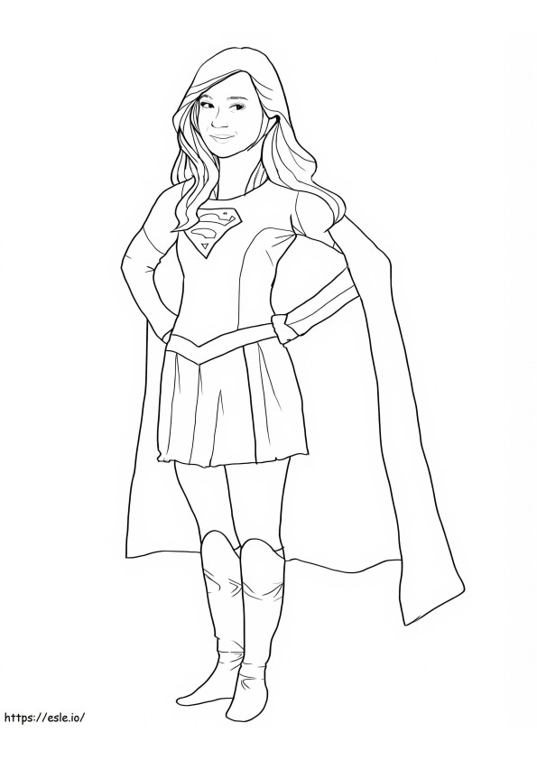 Friendly Supergirl coloring page