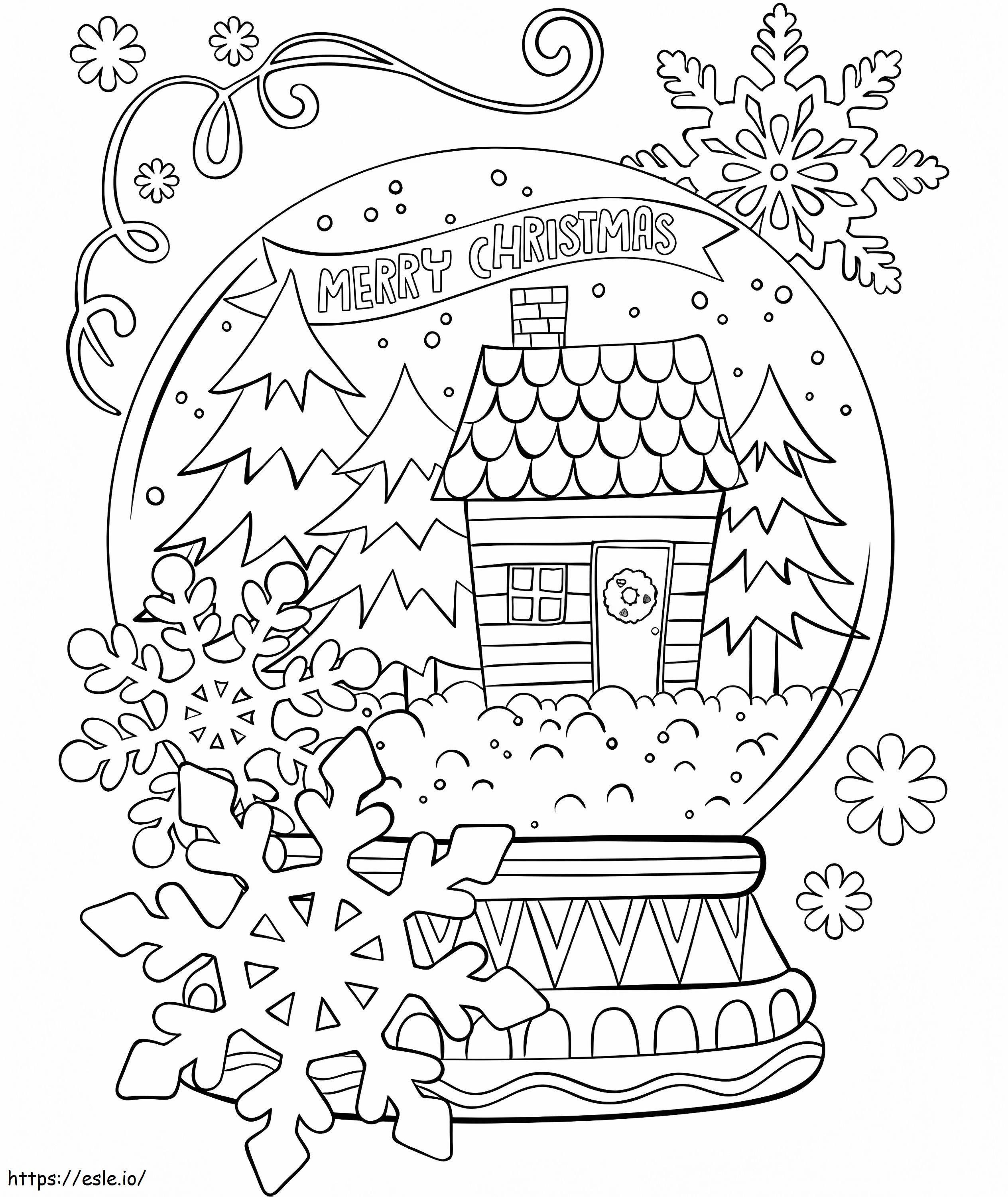 Coloriage Joyeux Noël Boule à Neige à imprimer dessin