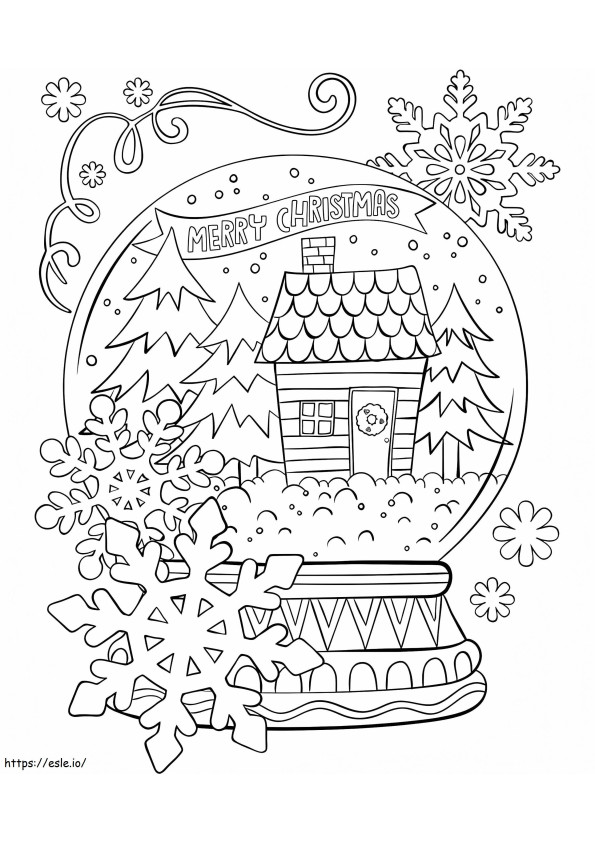 Globo di neve di buon Natale da colorare