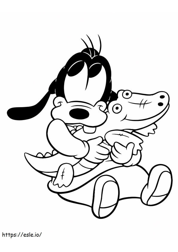 Baby Goofy And Crocodile Toys coloring page