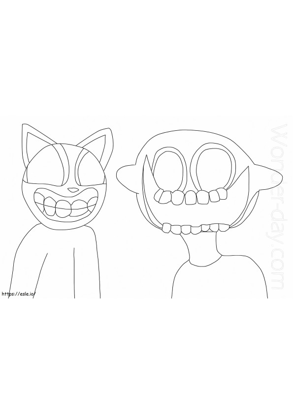 Gato De Dibujos Animados Y Demonio De Limón para colorear