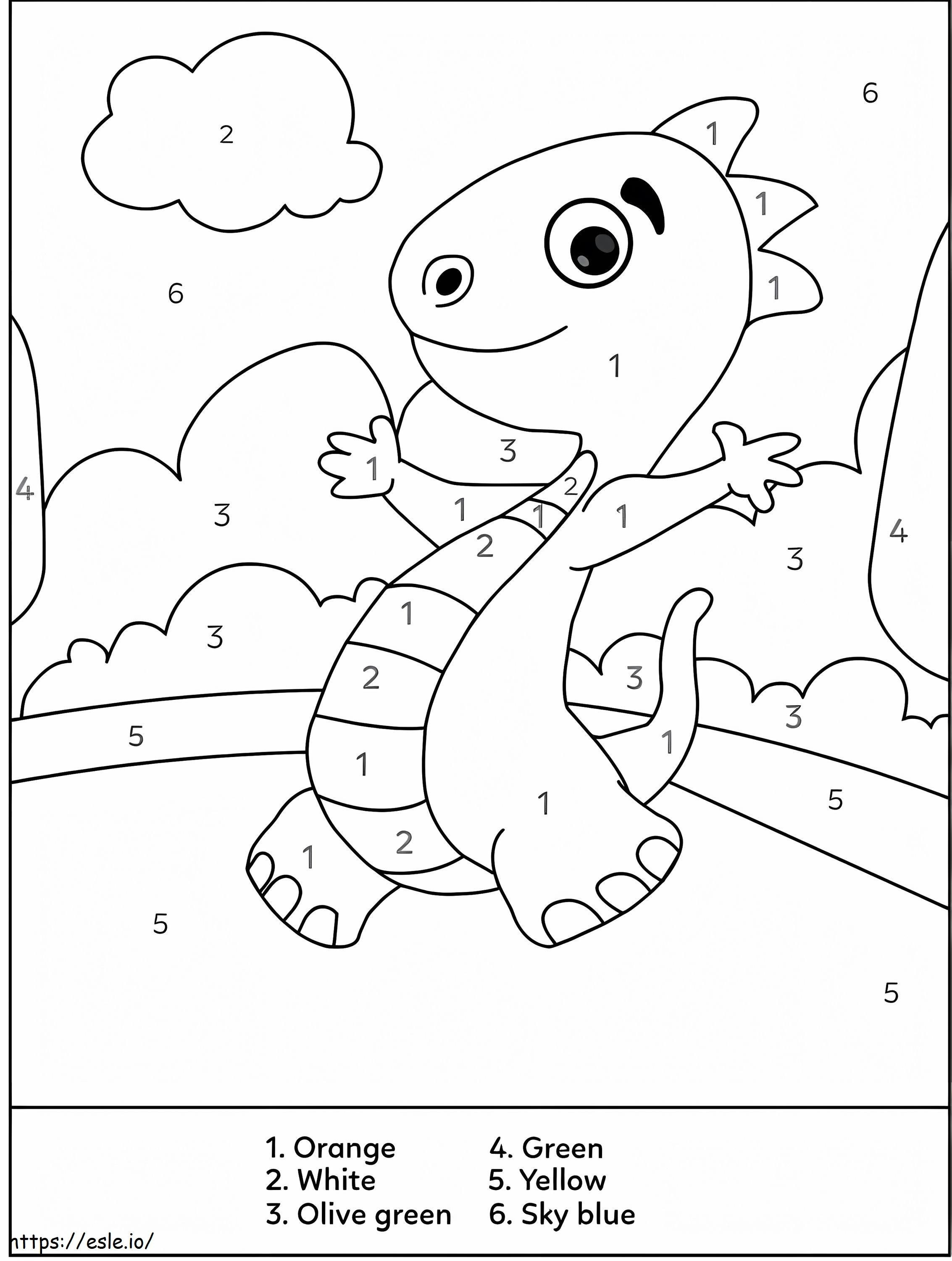 Friendly Dinosaur Color By Number coloring page