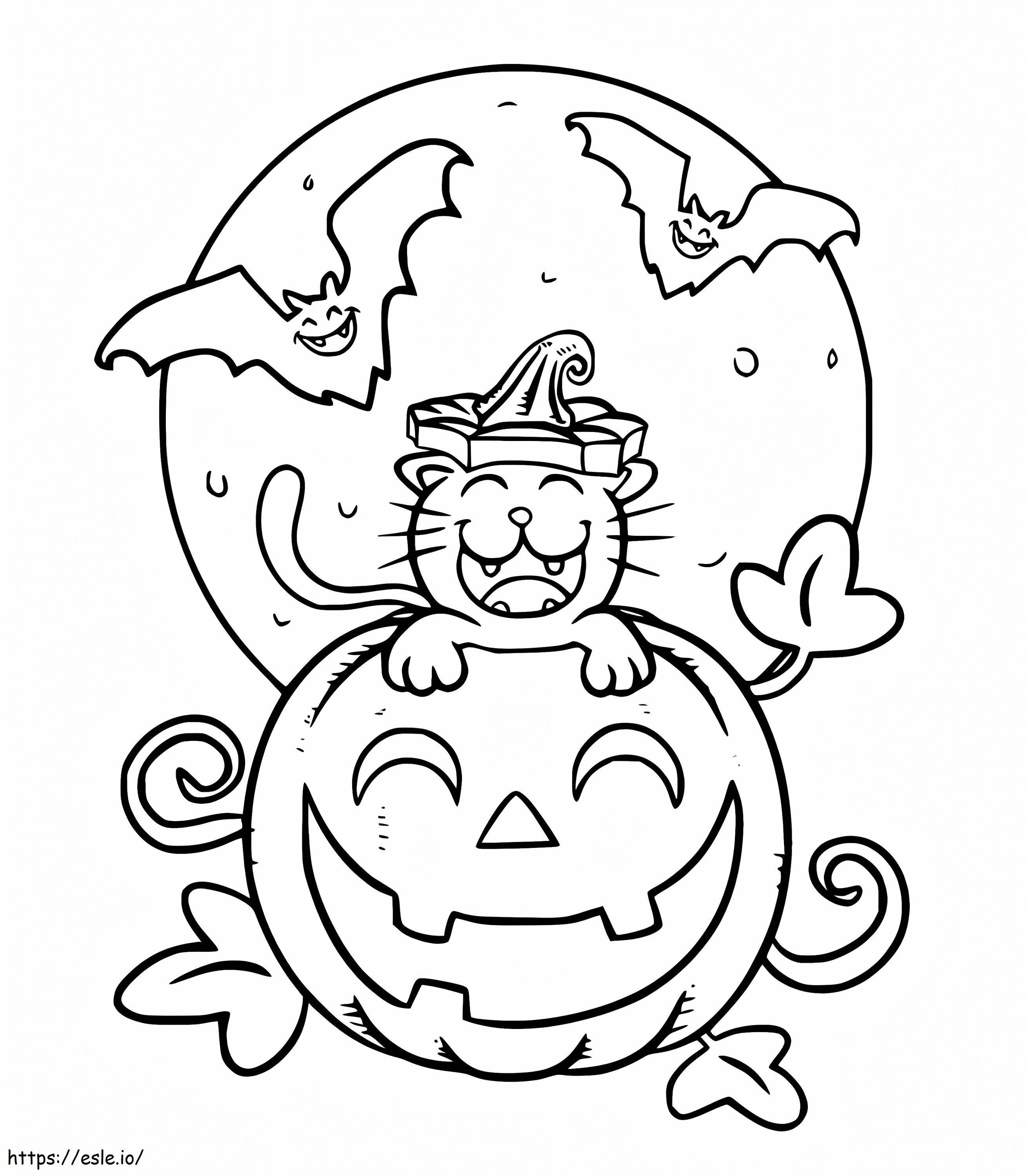 Happy Halloween Cat coloring page