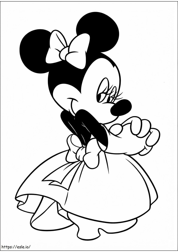 Coloriage Timide de Minnie Mouse à imprimer dessin