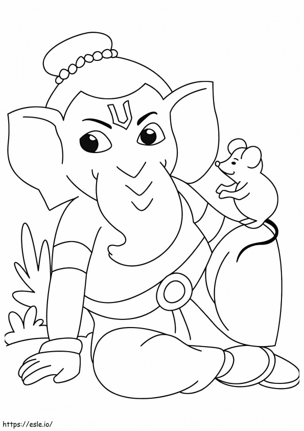 Coloriage 1526735056 Ganesha avec souris A4 à imprimer dessin