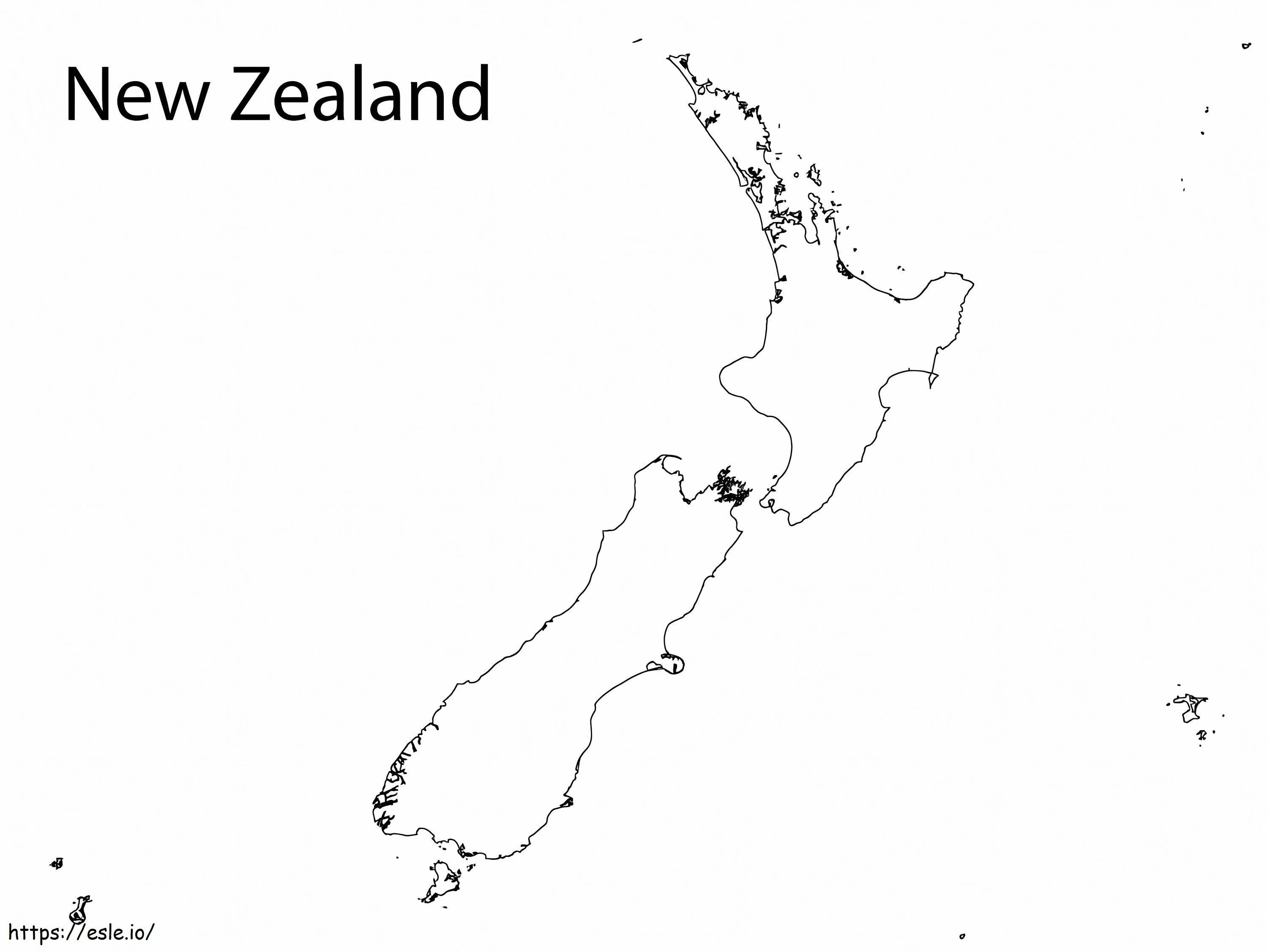 Página para colorir do mapa da Nova Zelândia para colorir