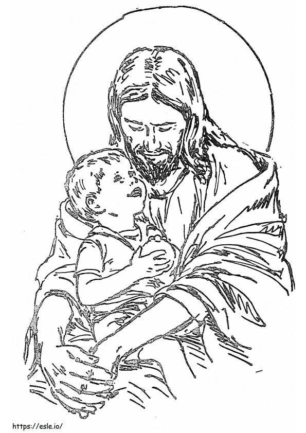 Drawing Jesus With The Child coloring page