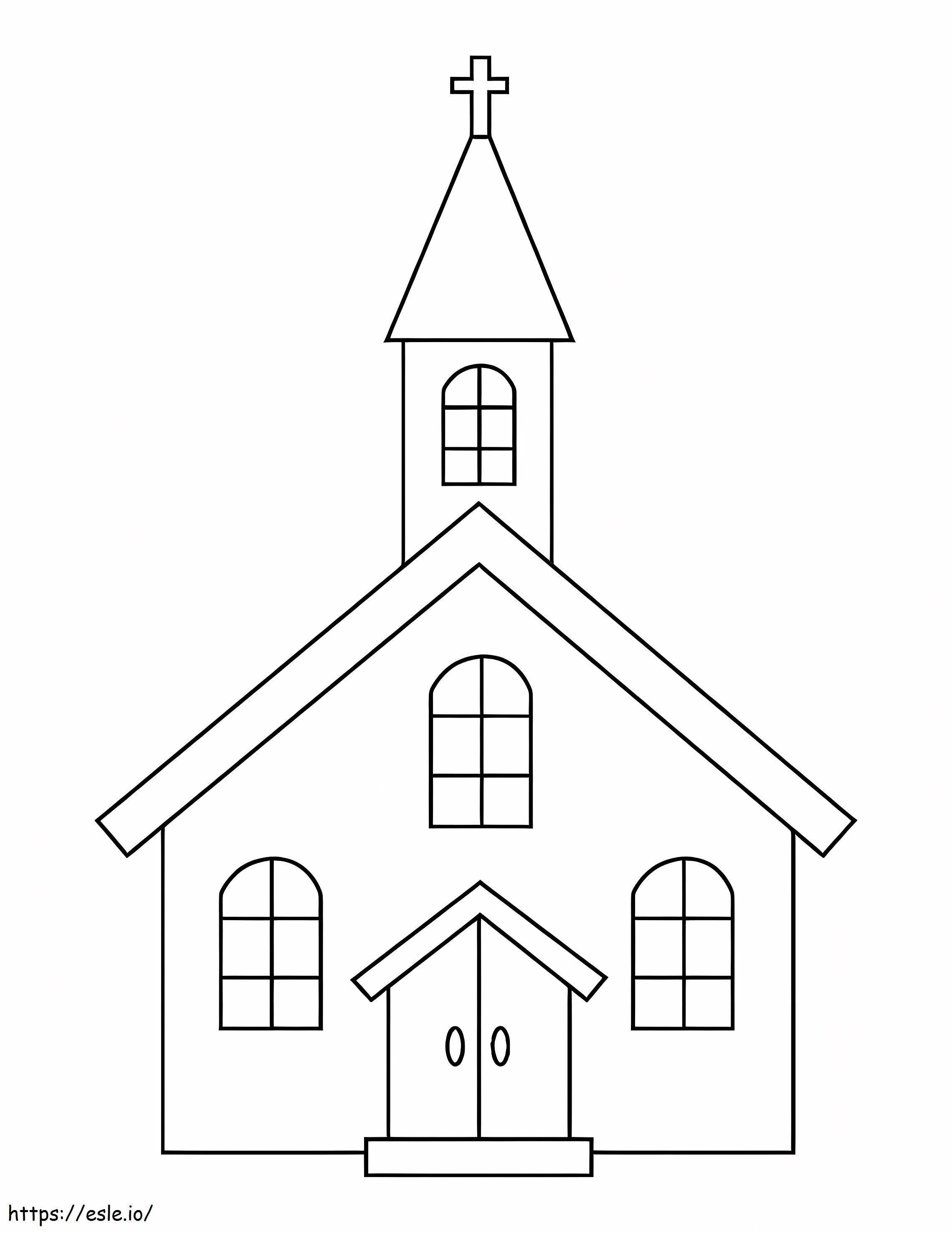Coloriage Église simple à imprimer dessin