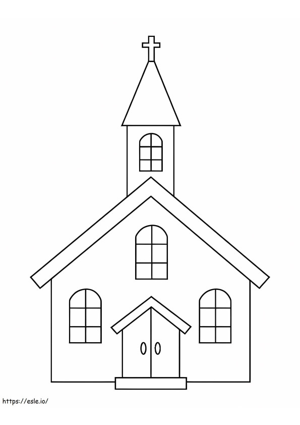 Yksinkertainen kirkko värityskuva