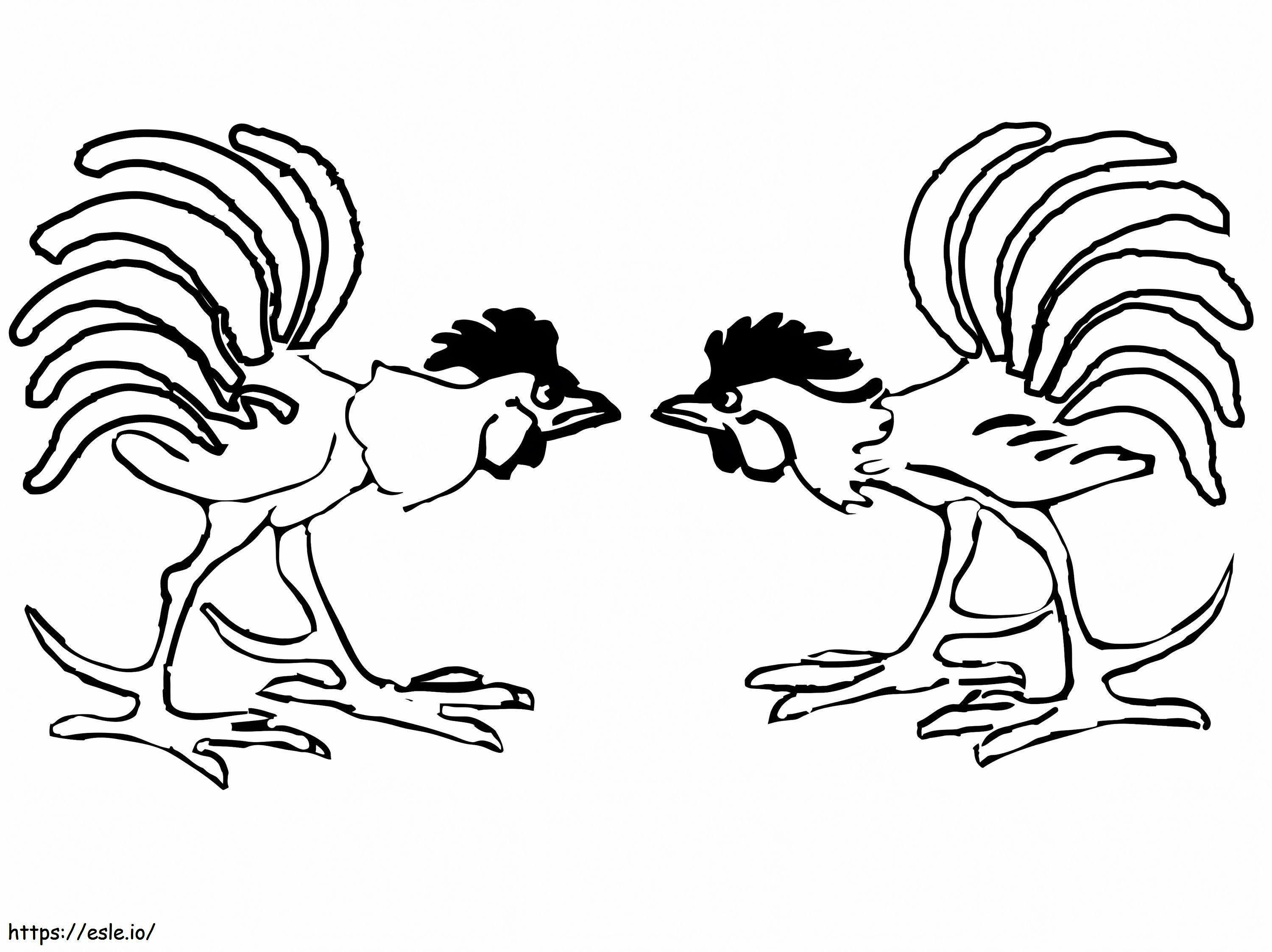 Rooster Fight coloring page