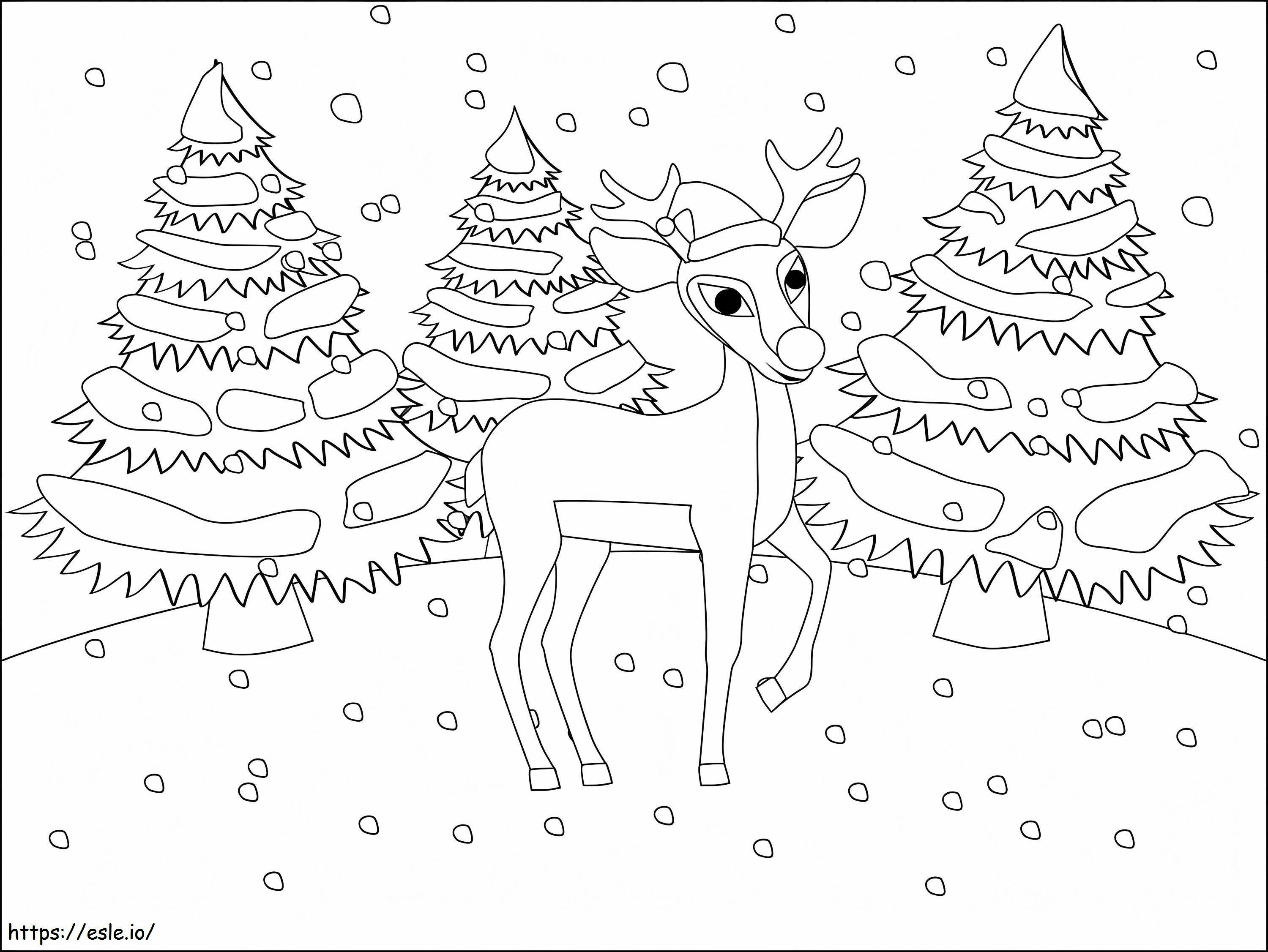 クリスマスのトナカイ 2 ぬりえ - 塗り絵