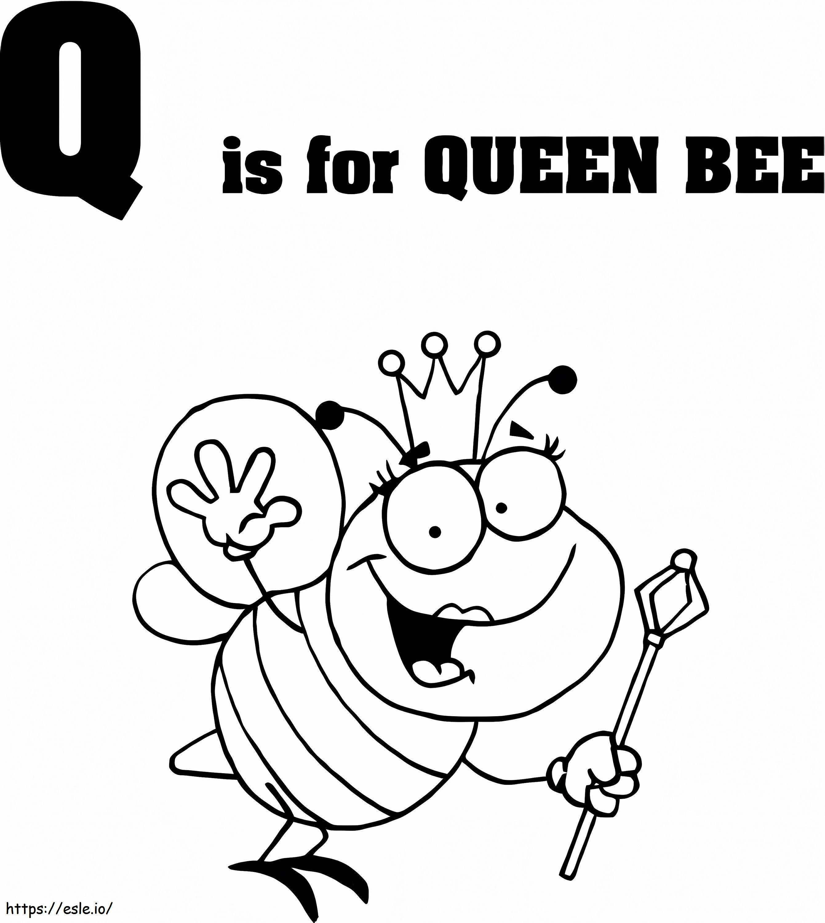 Ausmalbild Bienenkönigin mit dem Buchstaben Q