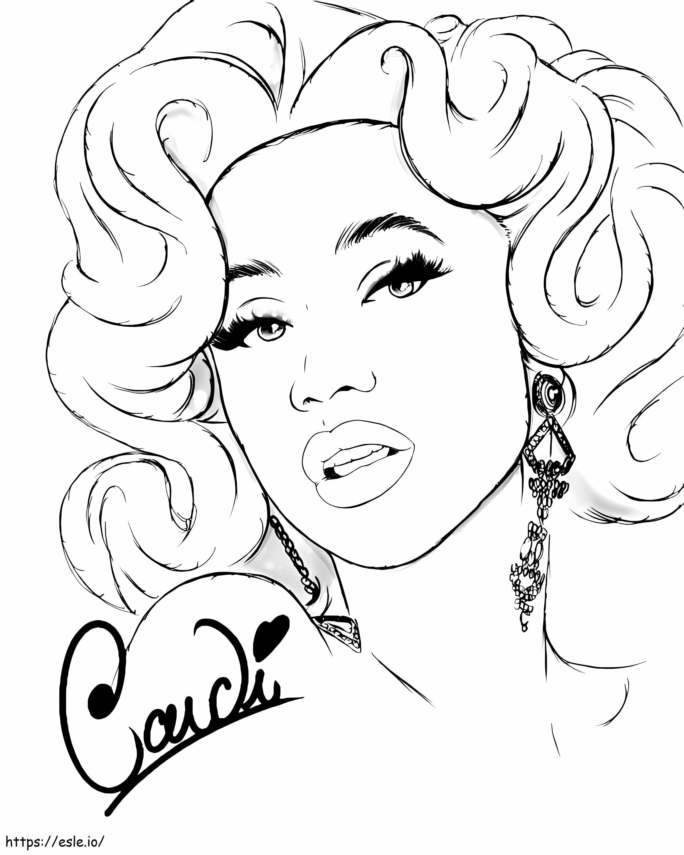 Cardi B With Short Hair coloring page