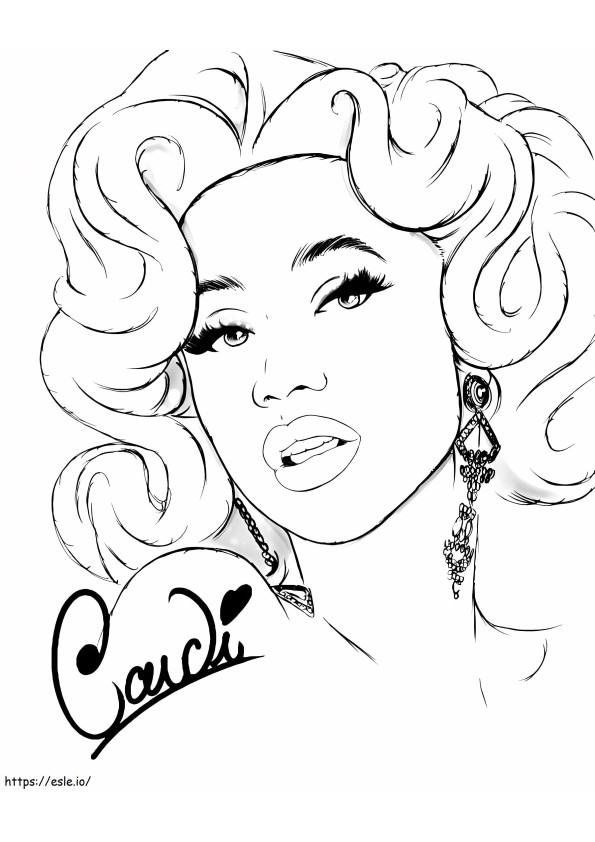 Cardi B With Short Hair coloring page