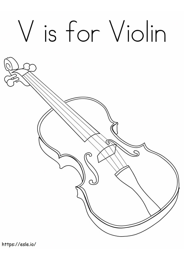 V é para violino para colorir