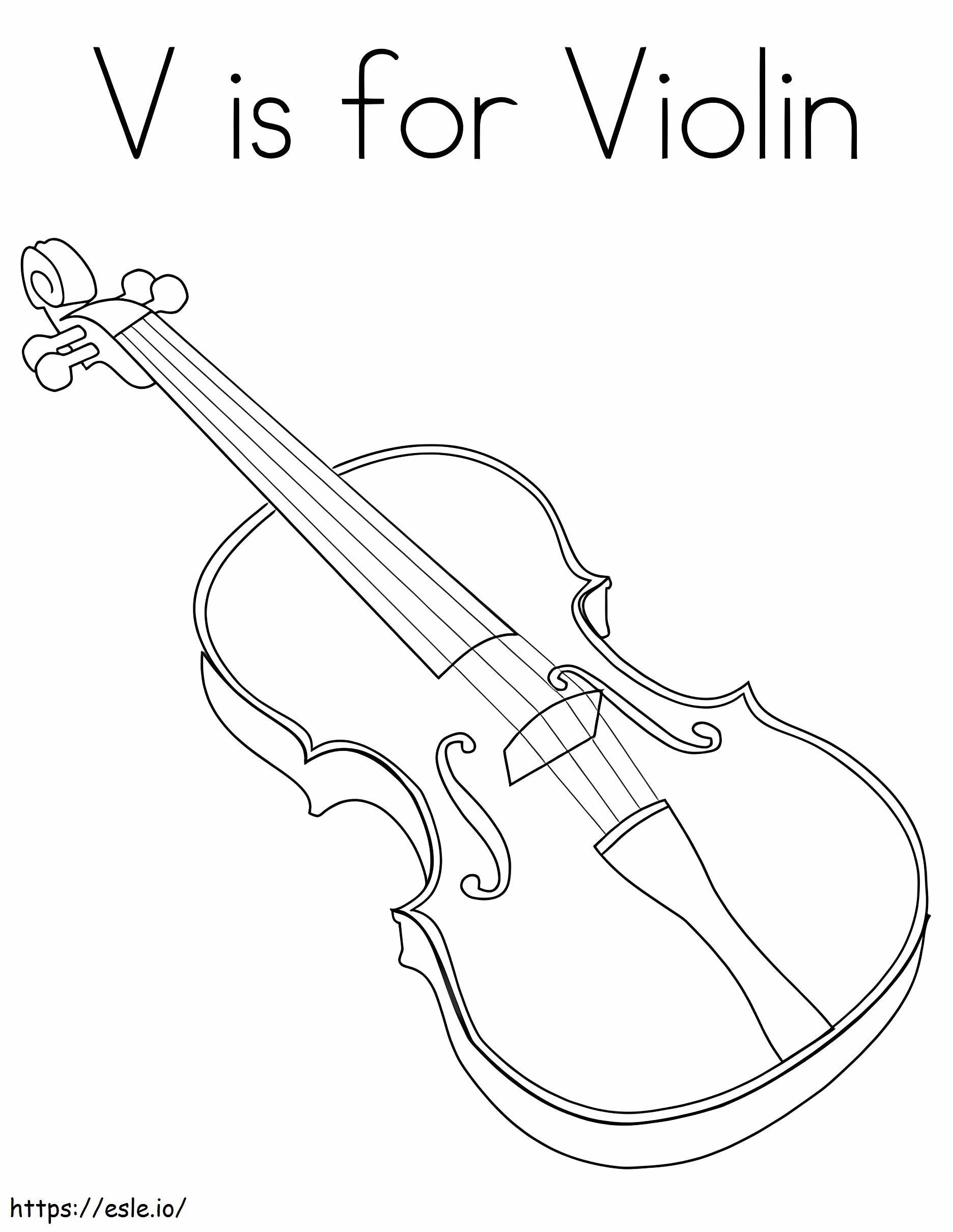 V è per violino da colorare