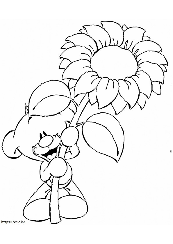 Pimboli Dengan Bunga Matahari Gambar Mewarnai