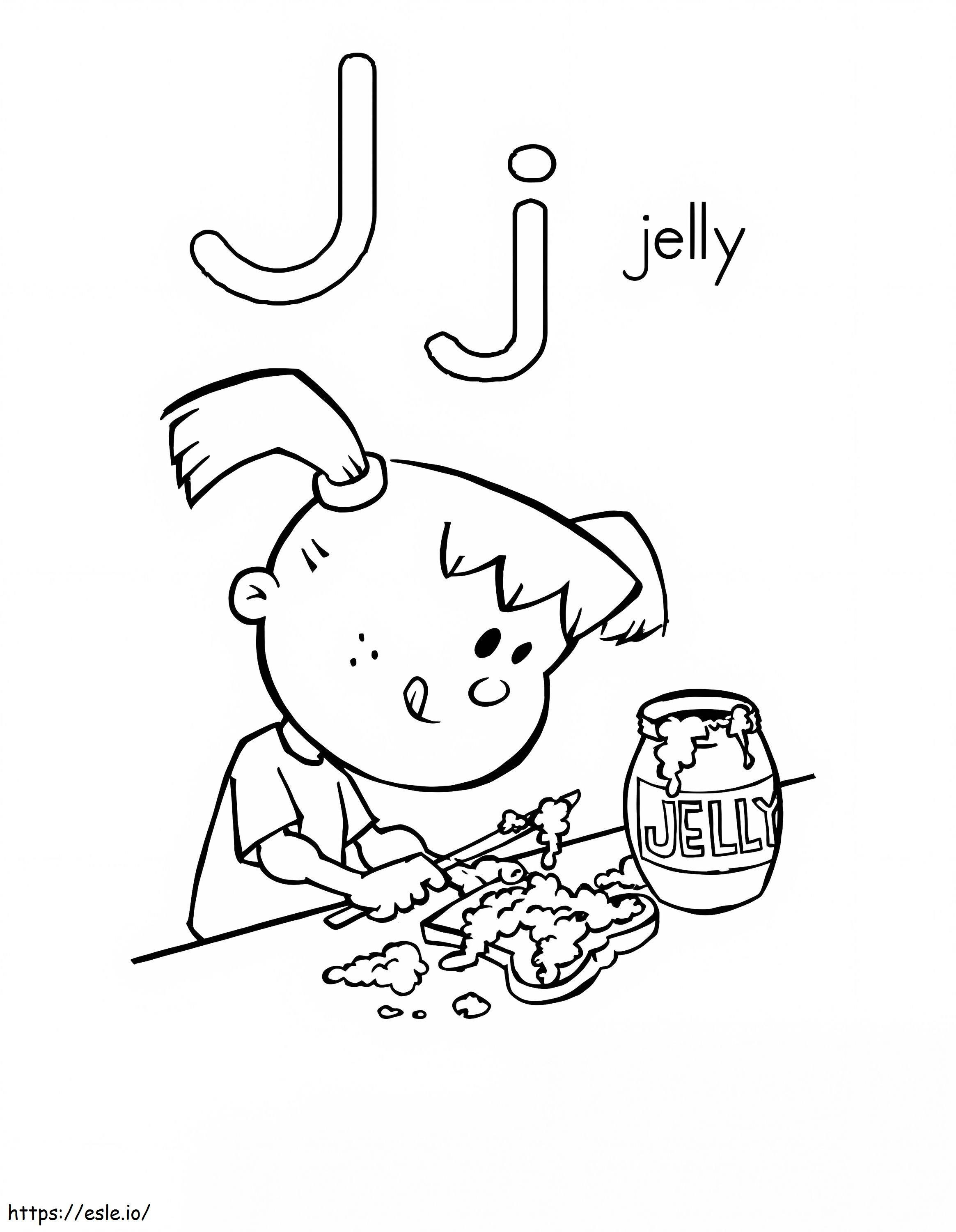 Letra de gelatina J para colorear
