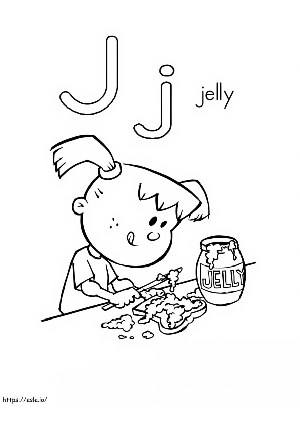 Lettera di gelatina J da colorare