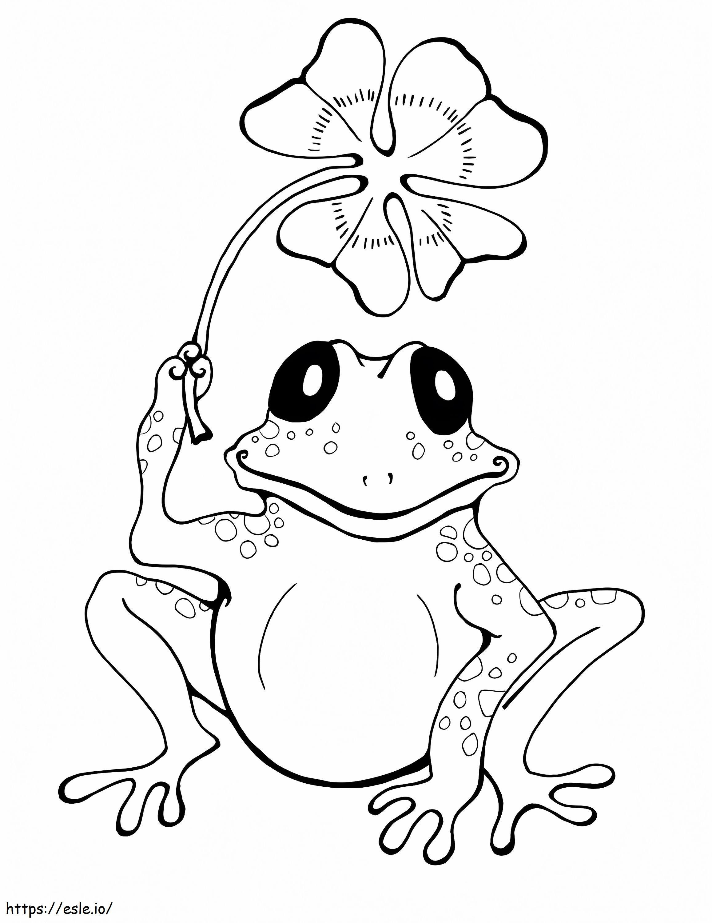 Frog Holding Clover coloring page