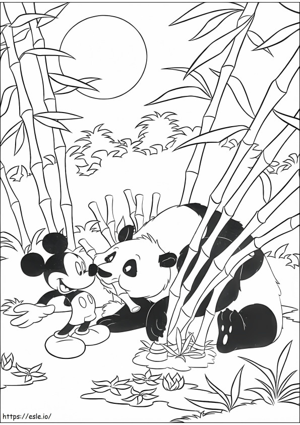 Coloriage Mickey et Panda à imprimer dessin