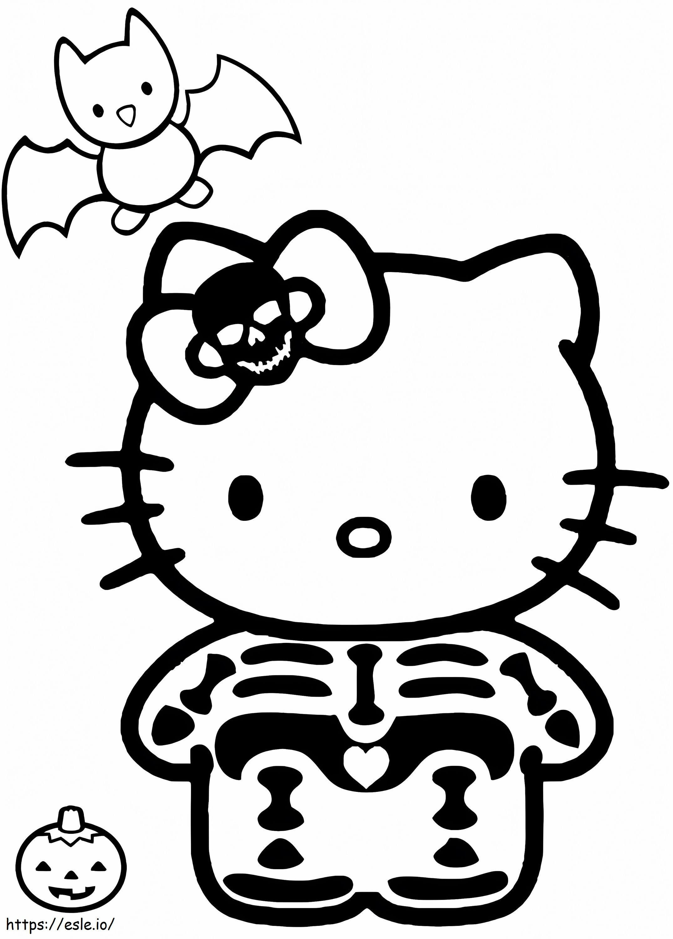 Coloriage Halloween Bonjour Kitty à imprimer dessin