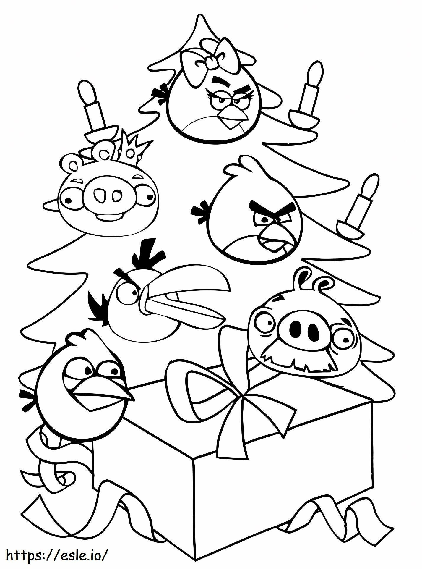 Angry Birds en Navidad para colorear