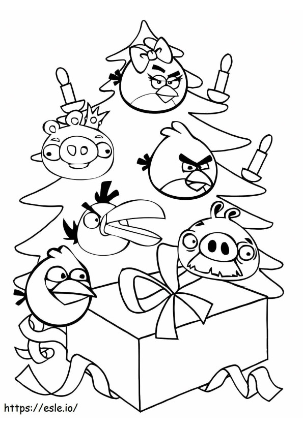 Angry Birds De Crăciun de colorat