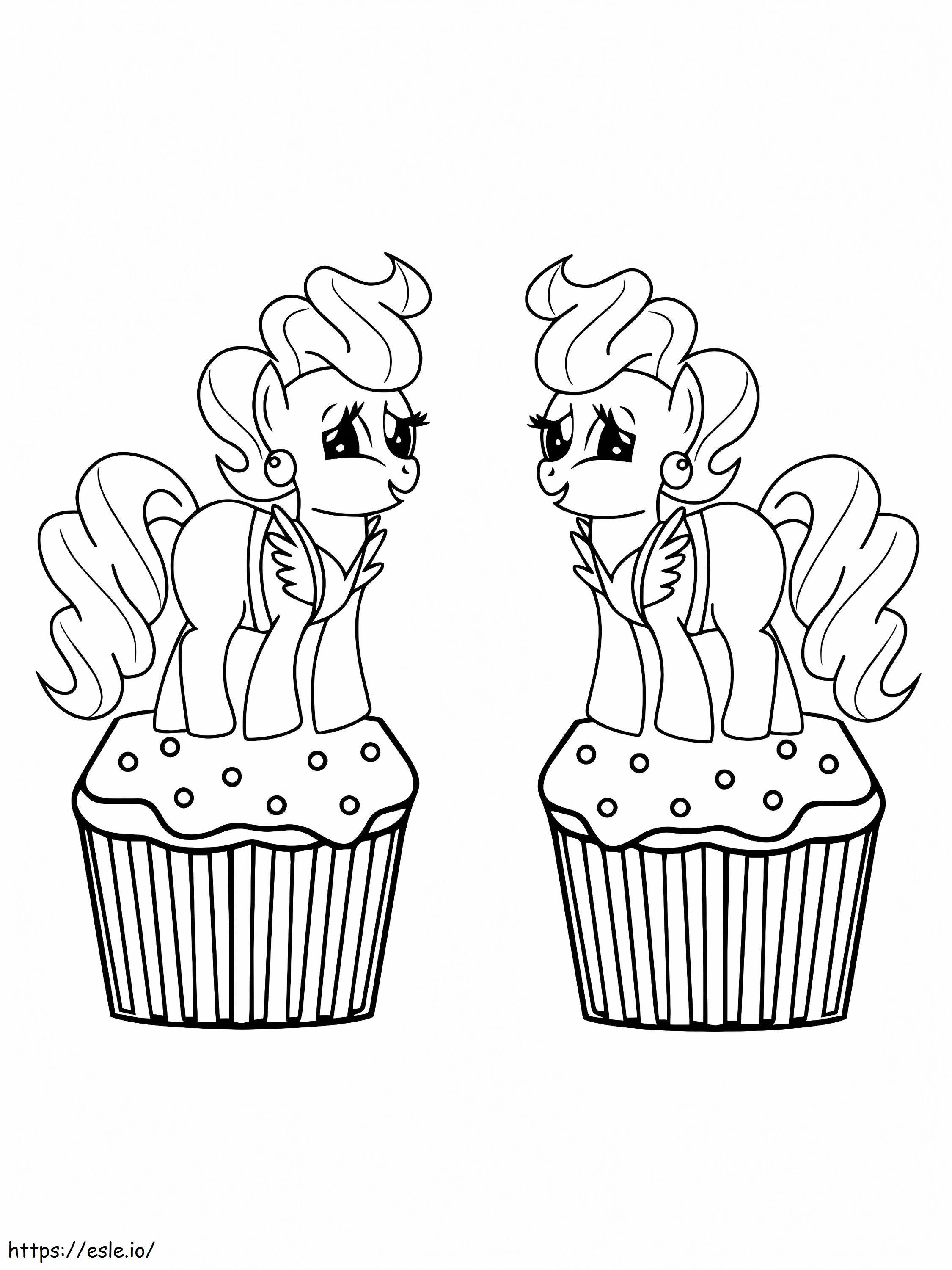 カップケーキの上の二人のミセスケーキ ぬりえ - 塗り絵