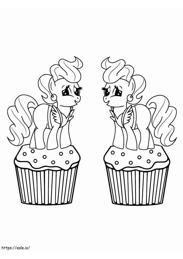 カップケーキの上の二人のミセスケーキ ぬりえ - 塗り絵