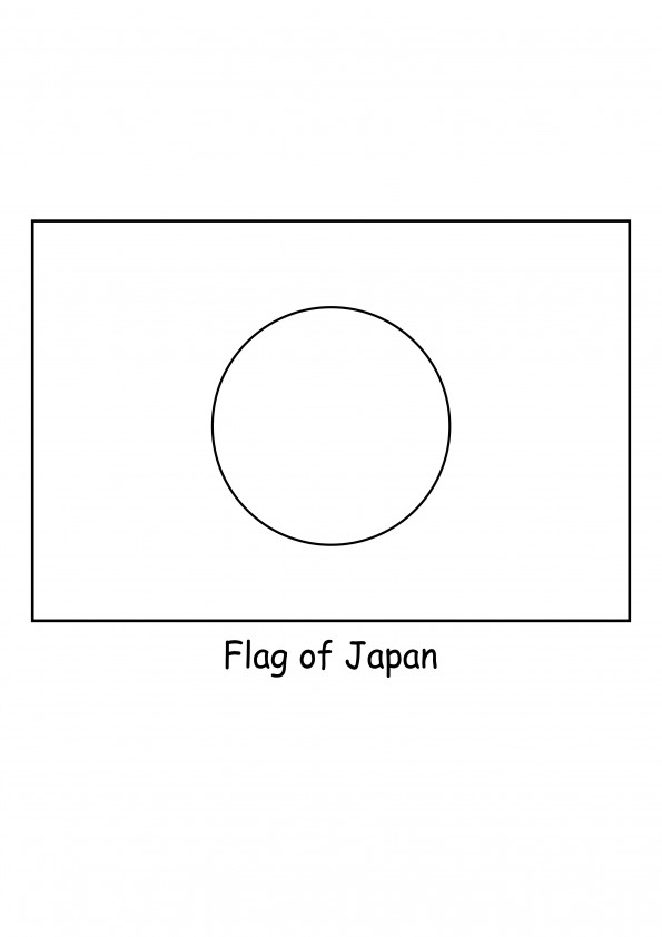 Japanin lipun värityskuva ilmaiseen tulostukseen