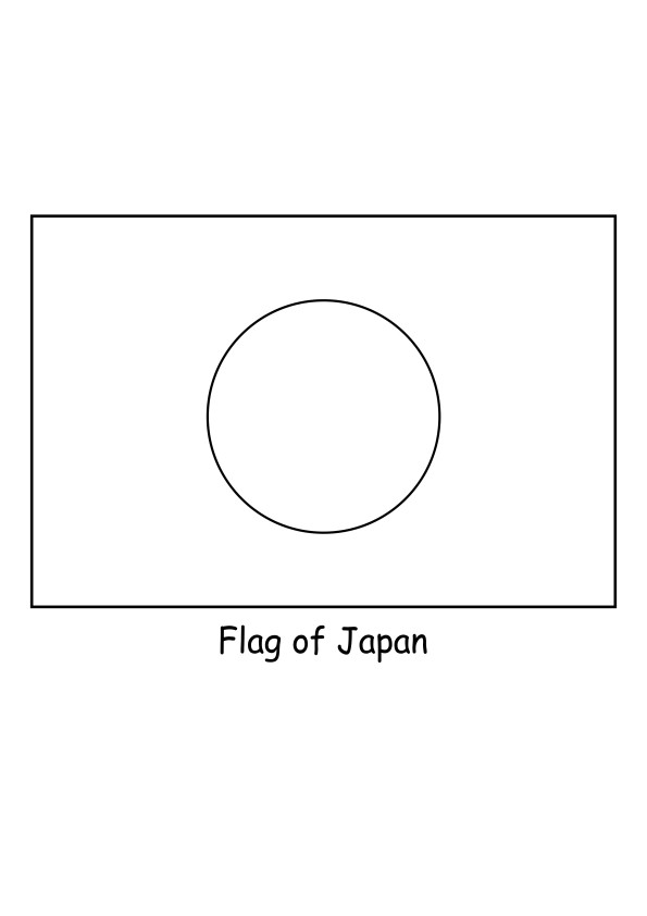 Japanin lipun värityskuva ilmaiseen tulostukseen