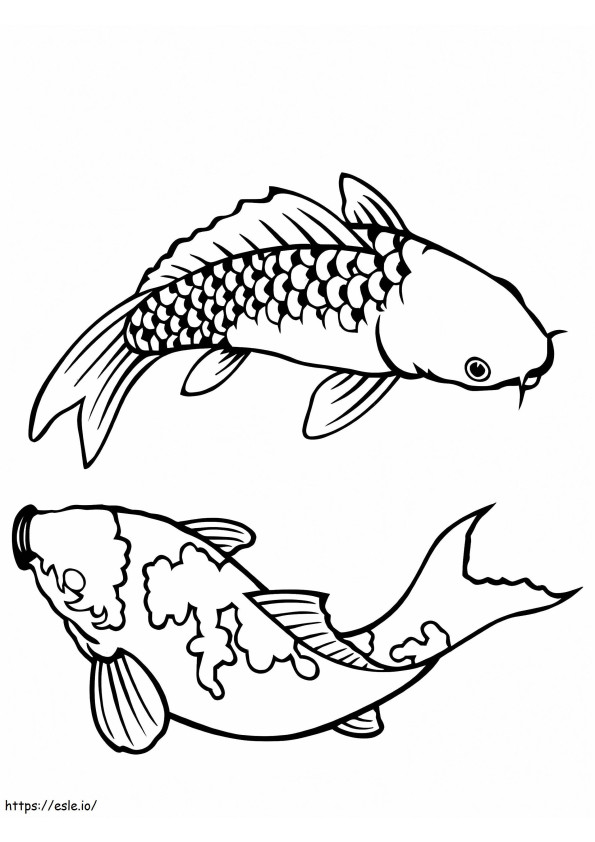 Coloriage Couple de poissons Koi à imprimer dessin