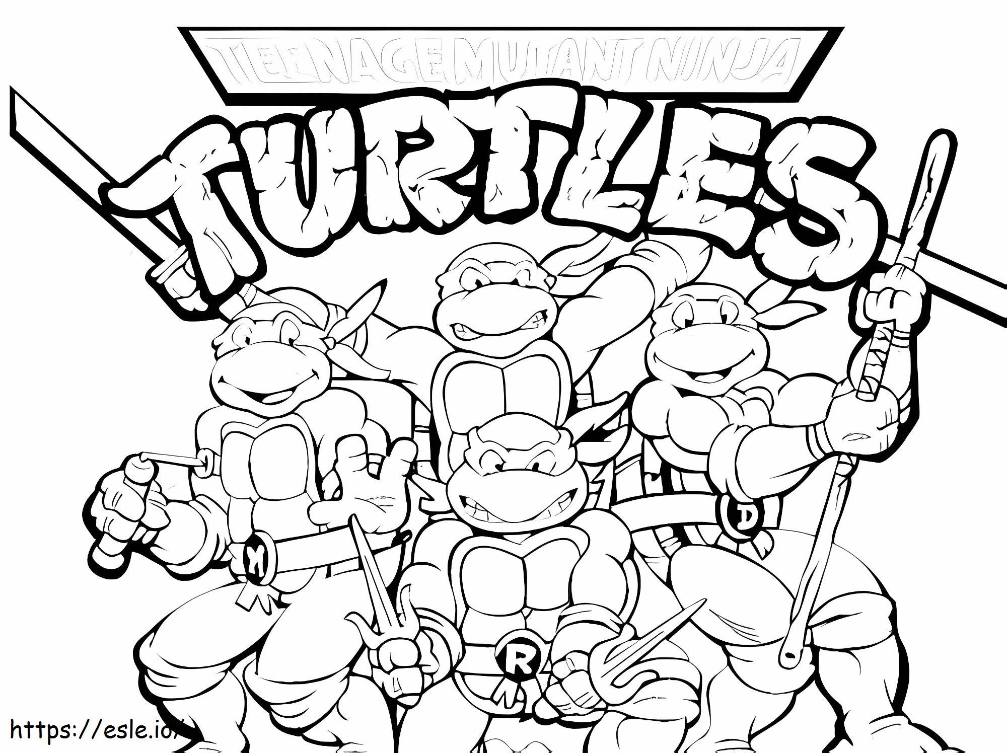 Felices Tortugas Ninja Adolescentes Mutantes para colorear