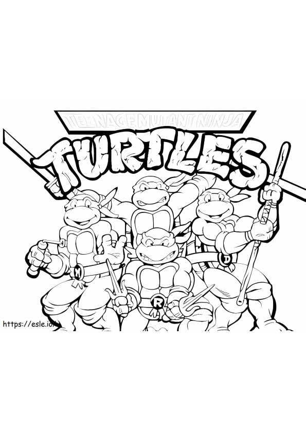 Felizes Tartarugas Ninja Adolescentes Mutantes para colorir