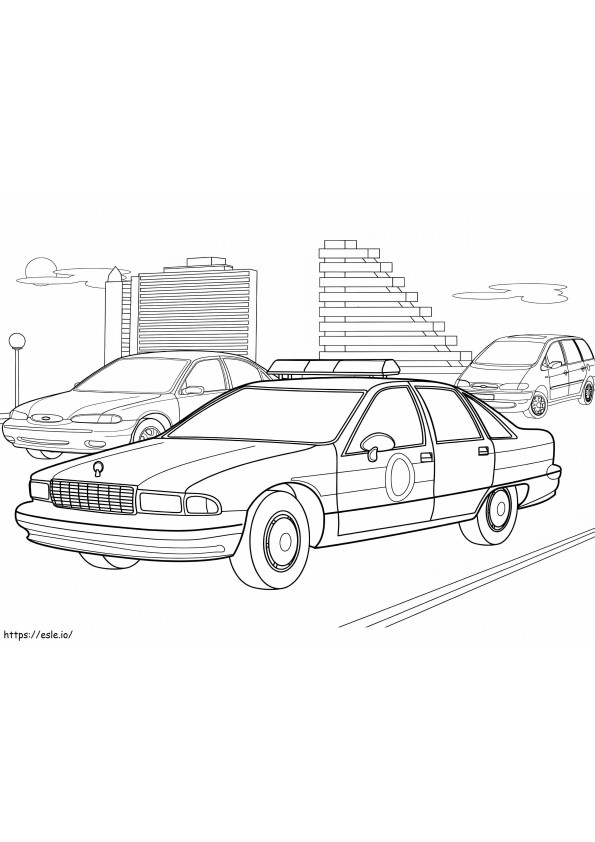 Police Car In The City coloring page