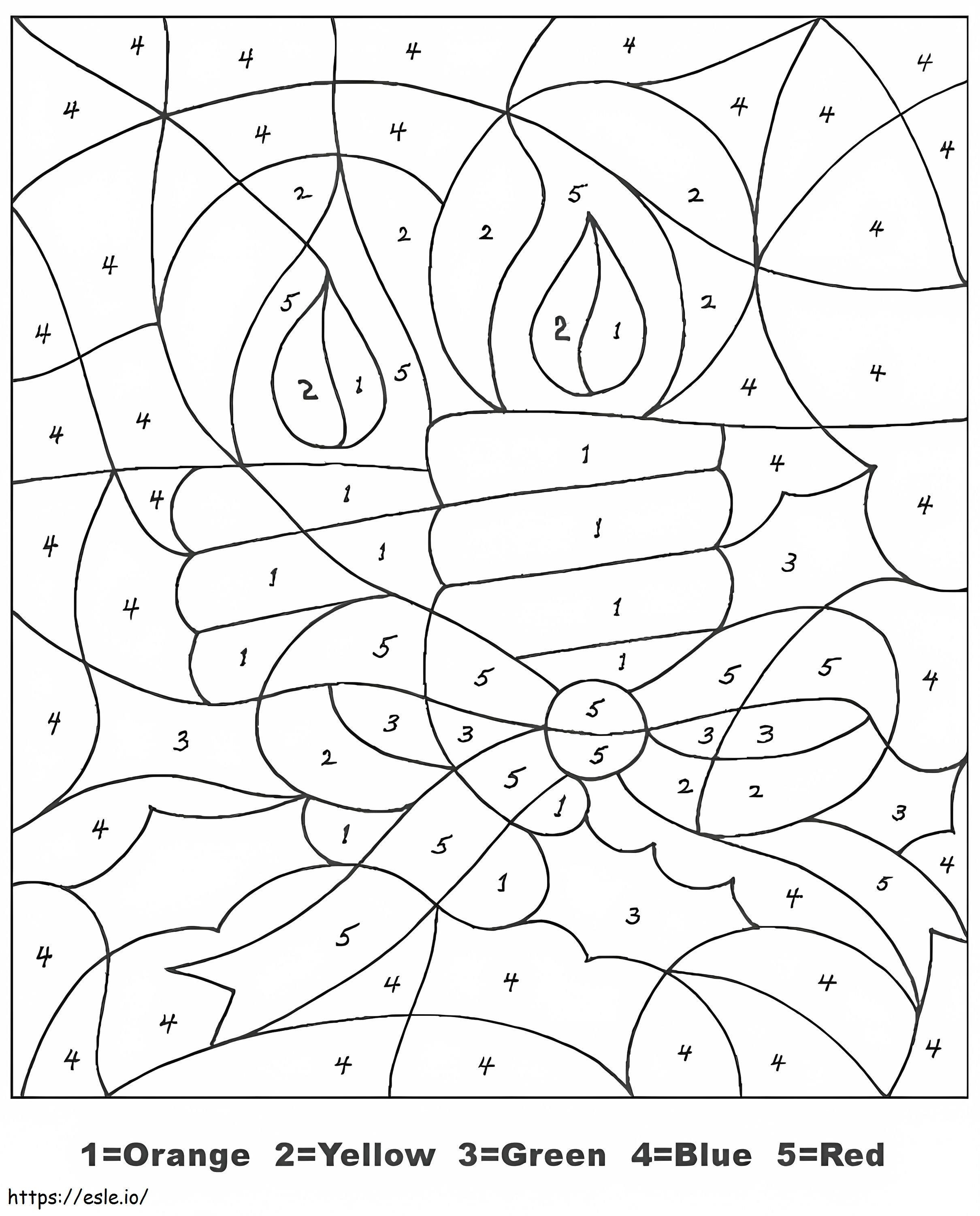 Christmas Candles Color By Number coloring page