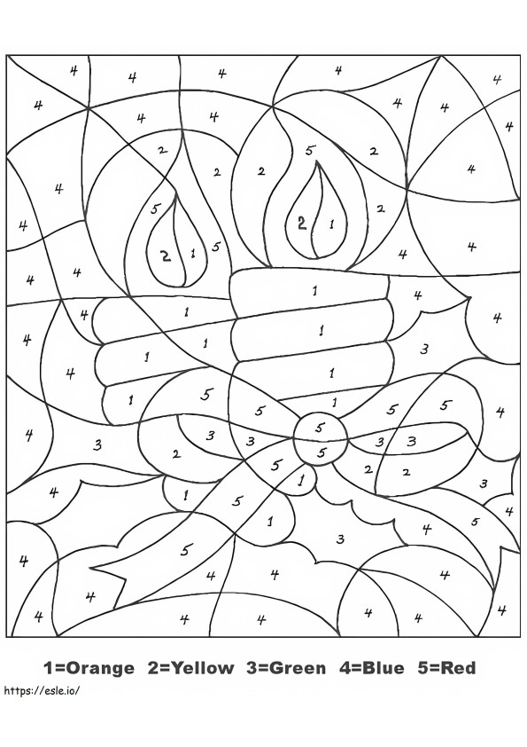 Christmas Candles Color By Number coloring page