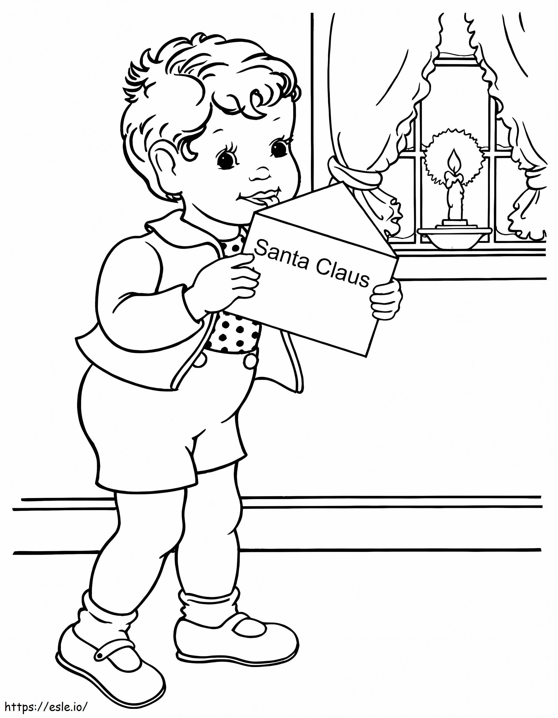 Boy Writing A Letter To Santa Claus coloring page
