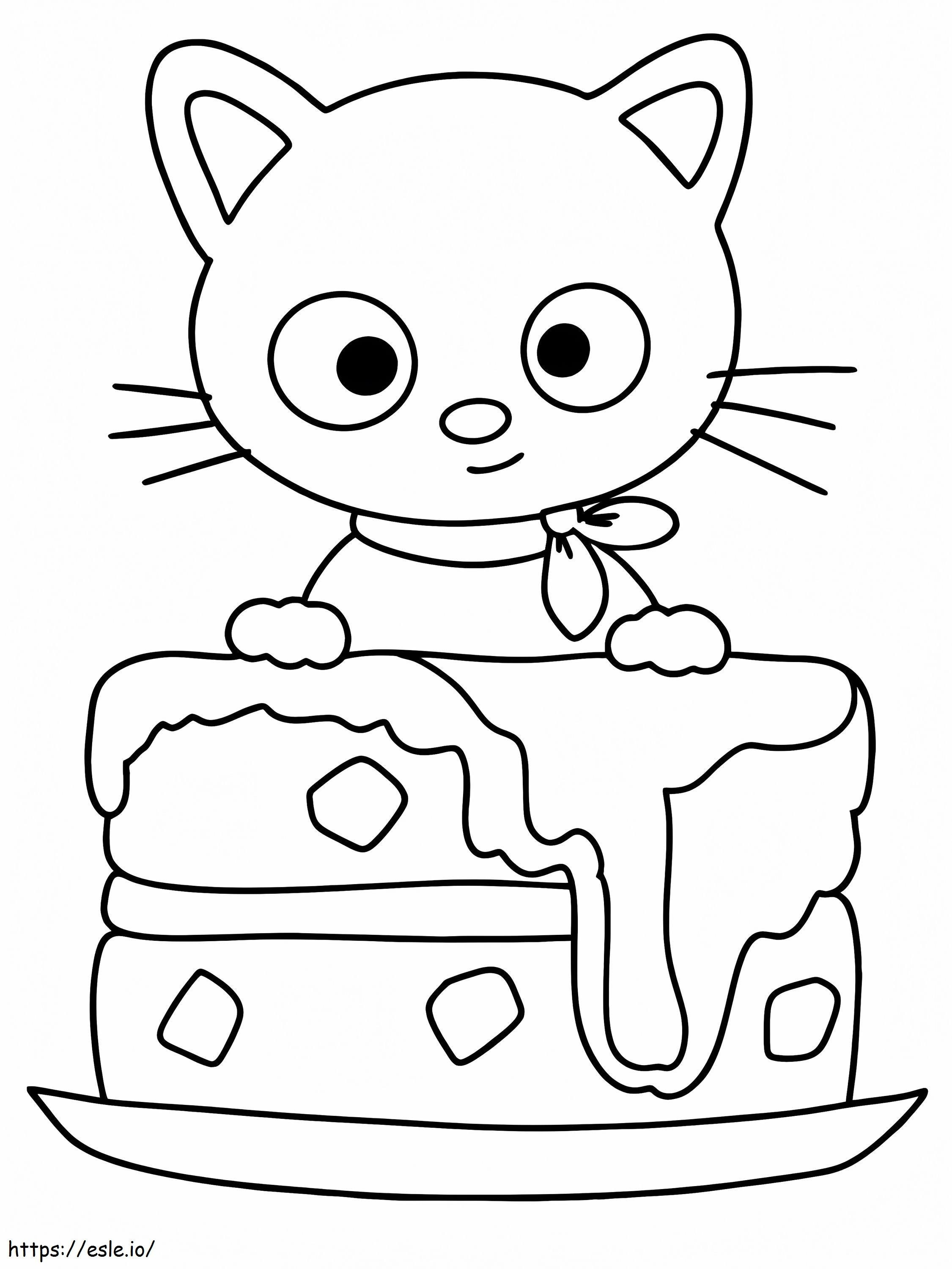 Chococat With Cake coloring page