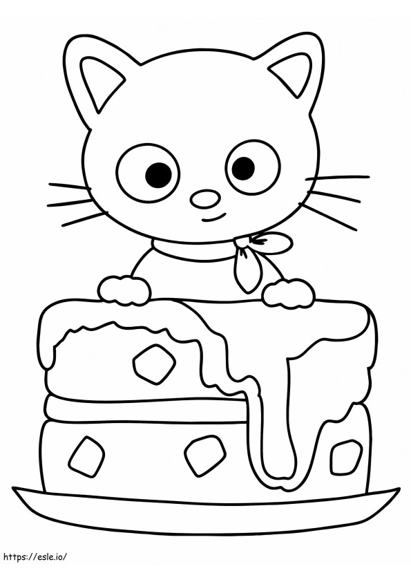 Coloriage Chococat avec gâteau à imprimer dessin