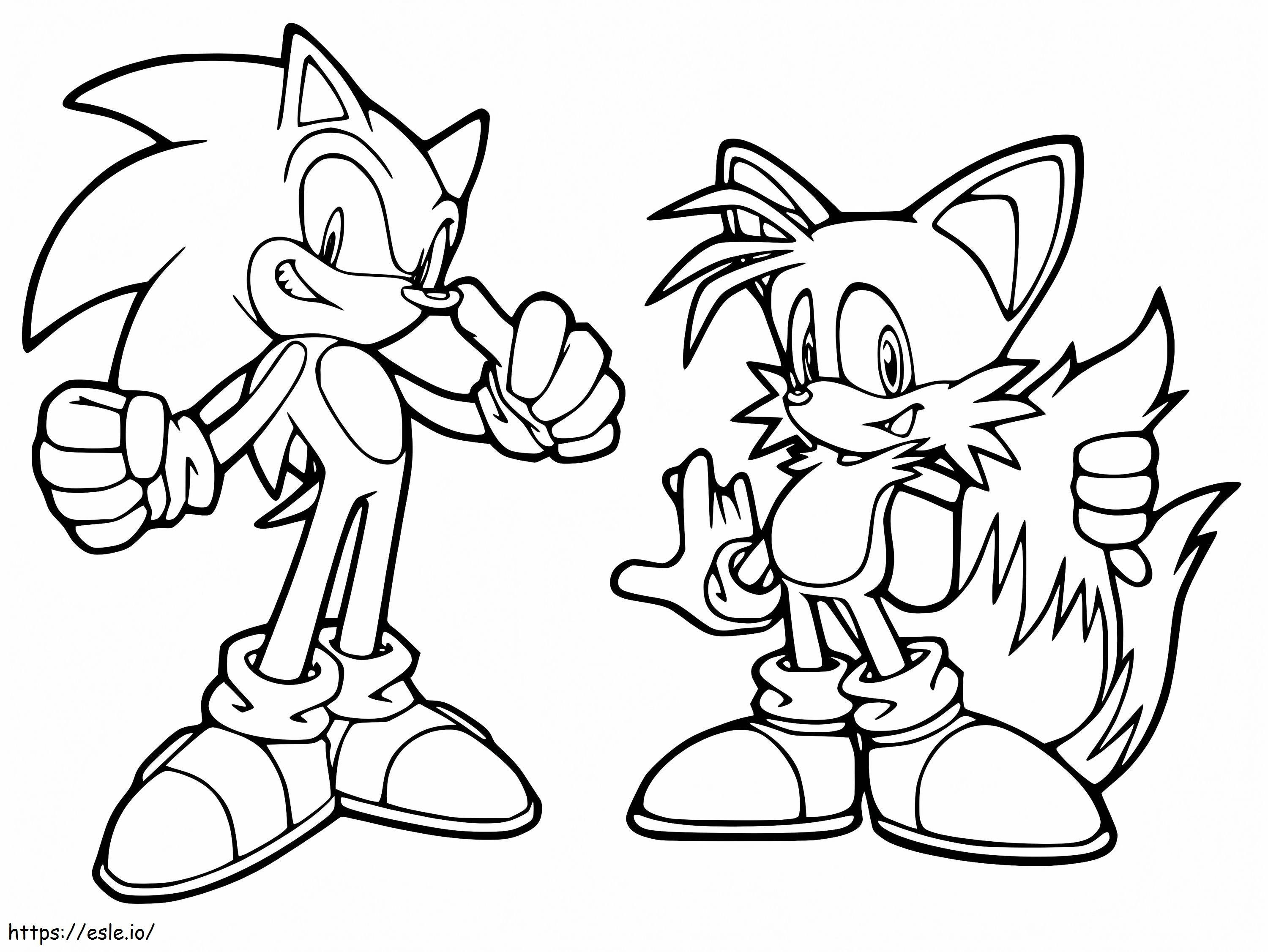 Coloriage Sonic avec des queues à imprimer dessin