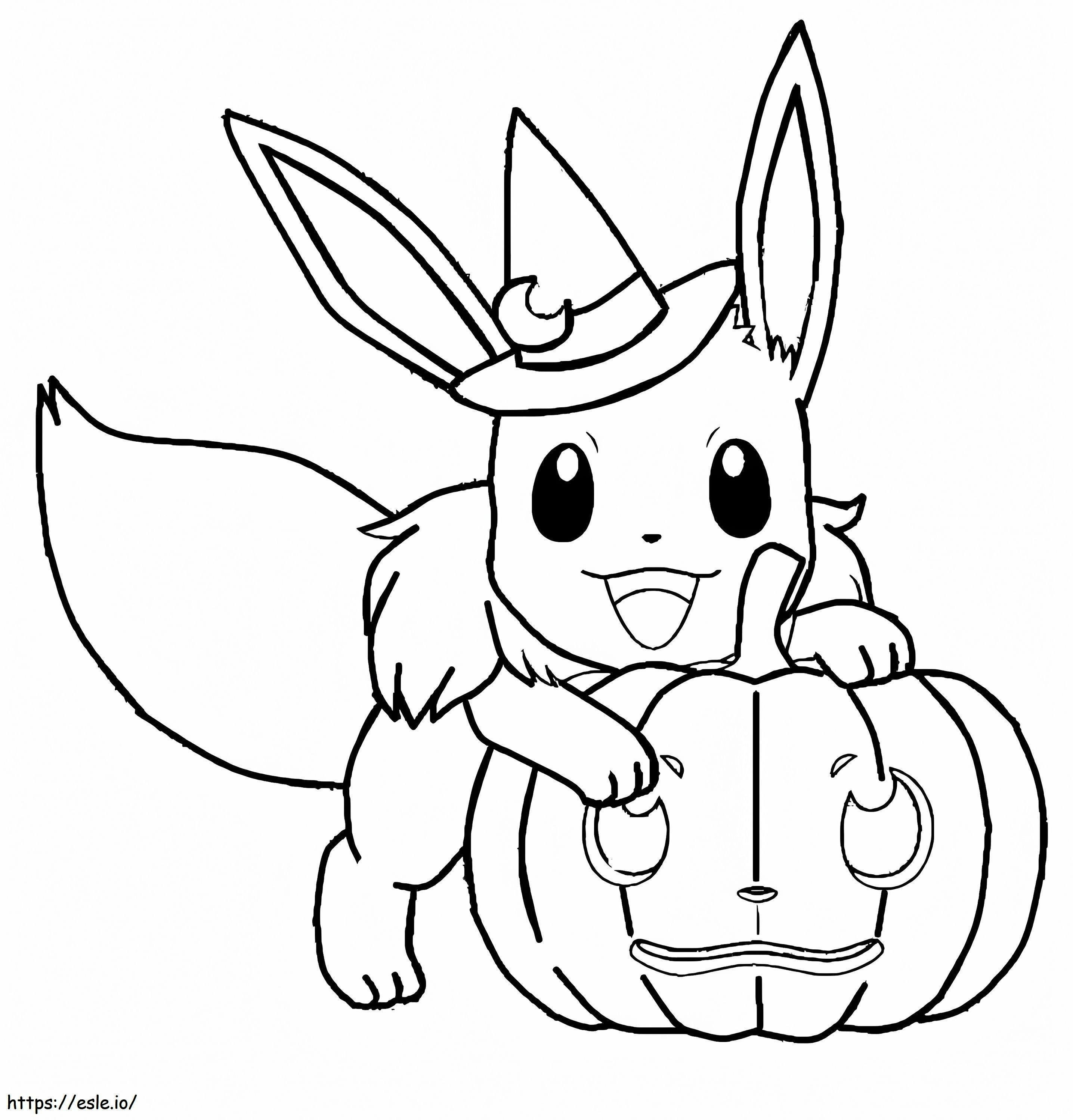 Coloriage Pokémon Évoli à Halloween à imprimer dessin