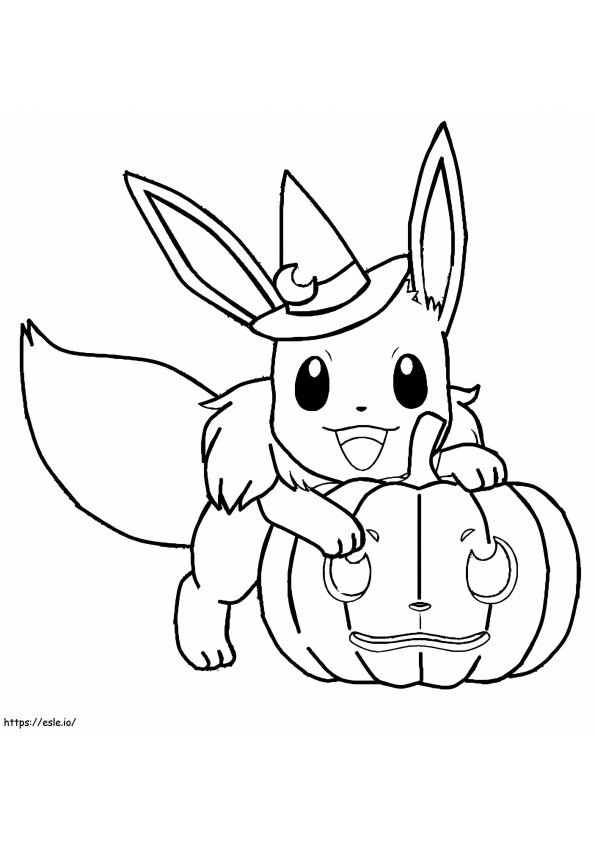Coloriage Pokémon Évoli à Halloween à imprimer dessin
