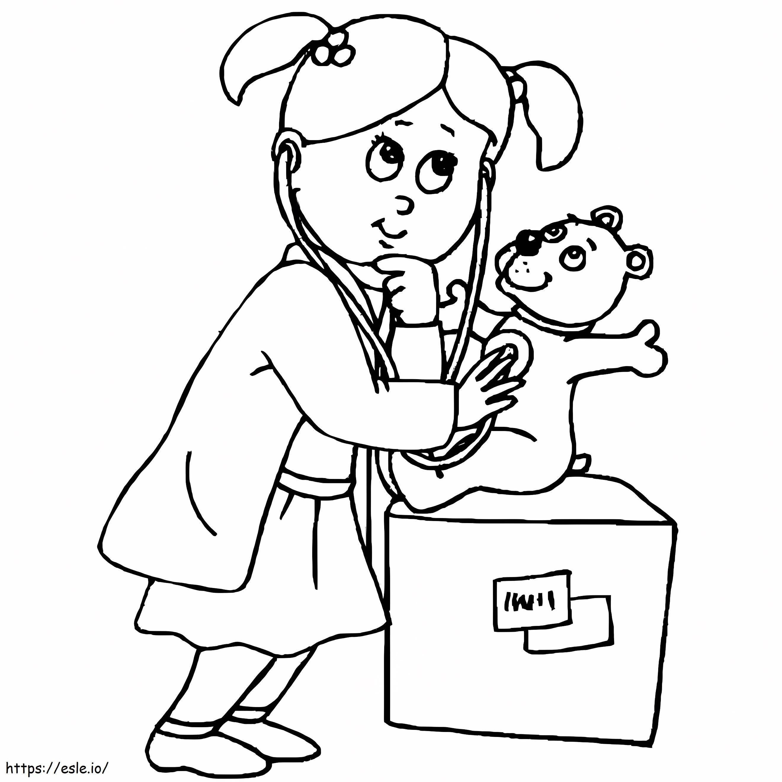 Coloriage Petite fille jouant au vétérinaire à imprimer dessin