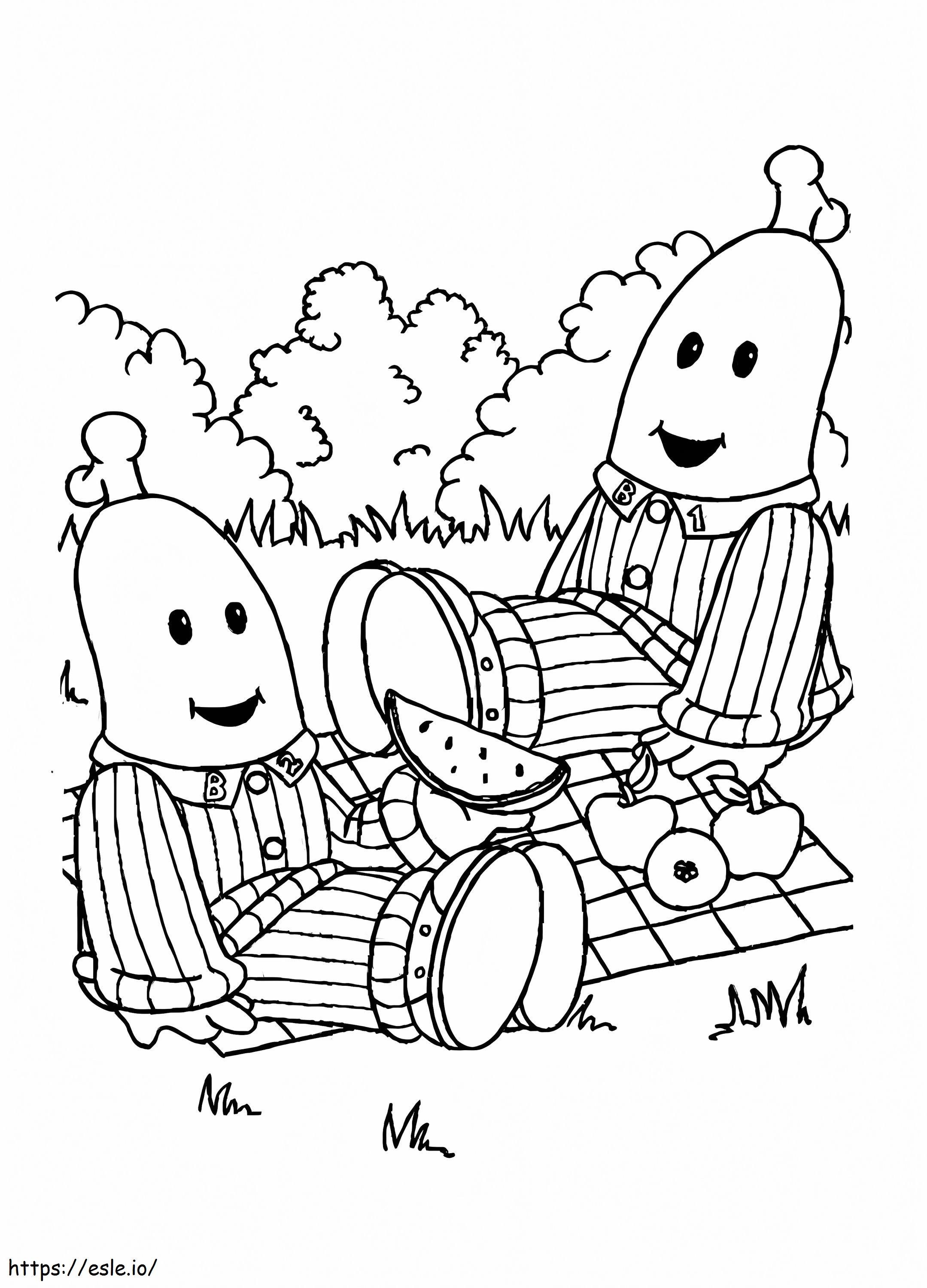 Banana Picnic In Pajamas coloring page